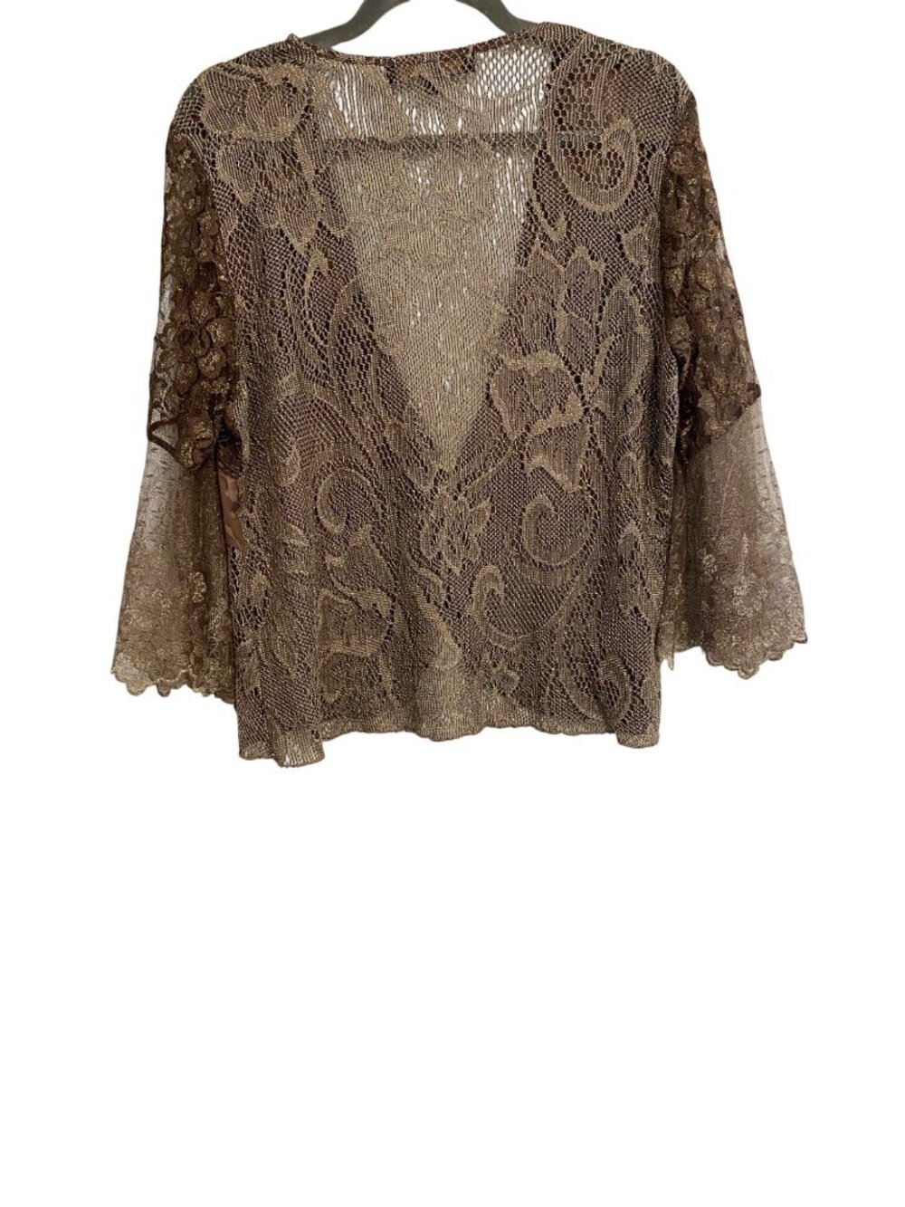 Spencer Alexis Women’s M Vintage Brown Floral Sheer Lace Cardigan Whimsigoth - Picture 2 of 16